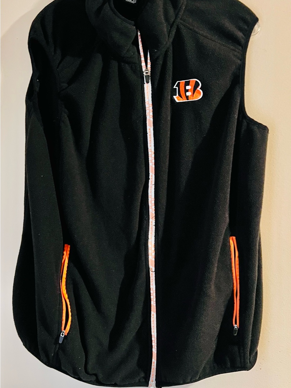 Cincinnati Bengals Black Fleece Vest with Orange Trim L